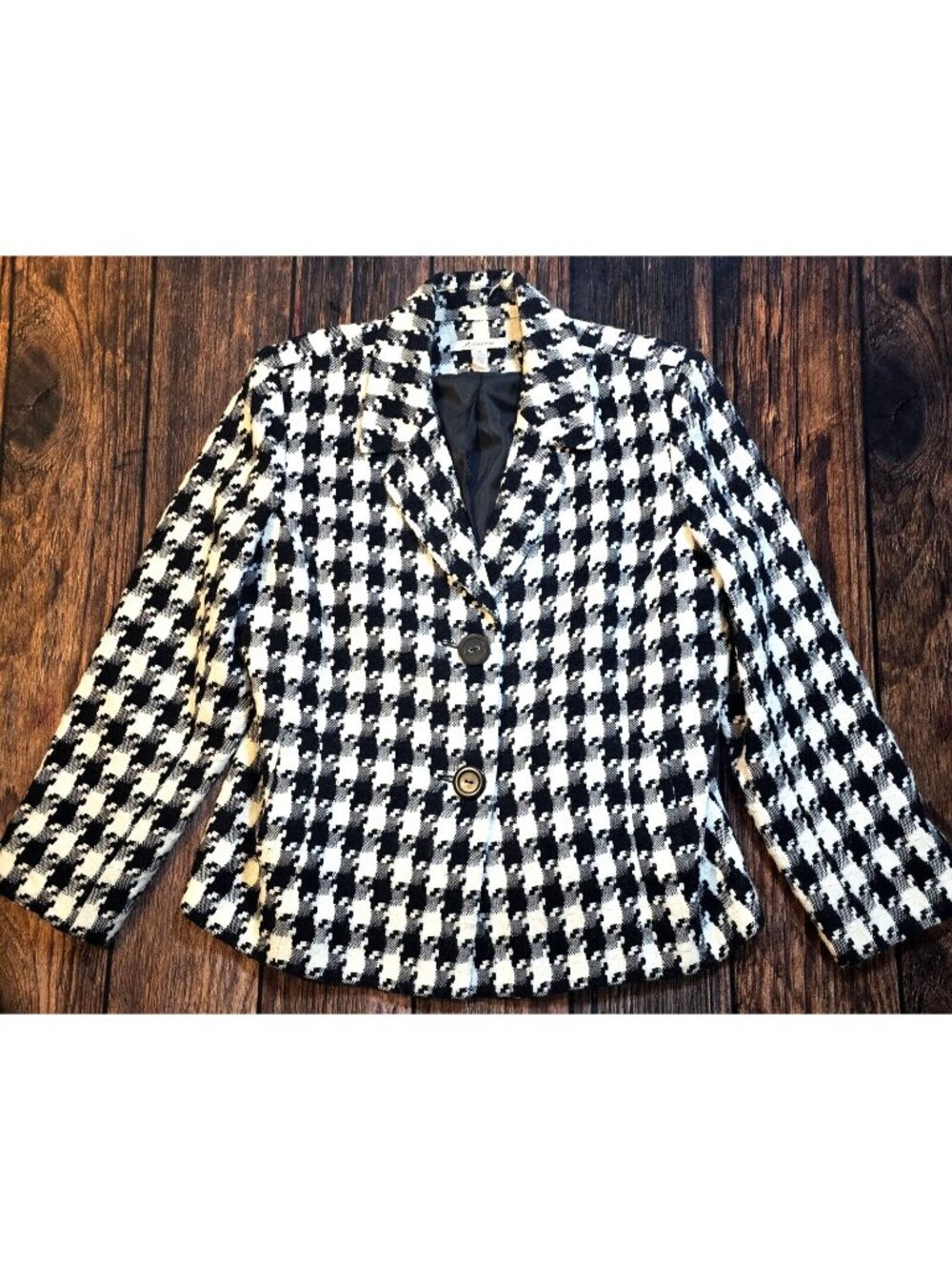 JM Collection Bold Herringbone Jacket Lined Pocket Business Professional Size 18